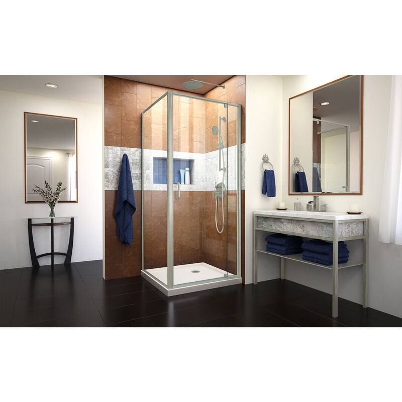 DreamLine Flex 32 in. D x 32 in. W x 74 3/4 in. H Pivot Shower Enclosure and Shower Base Kit - 32" x 32" - 32" x 32"