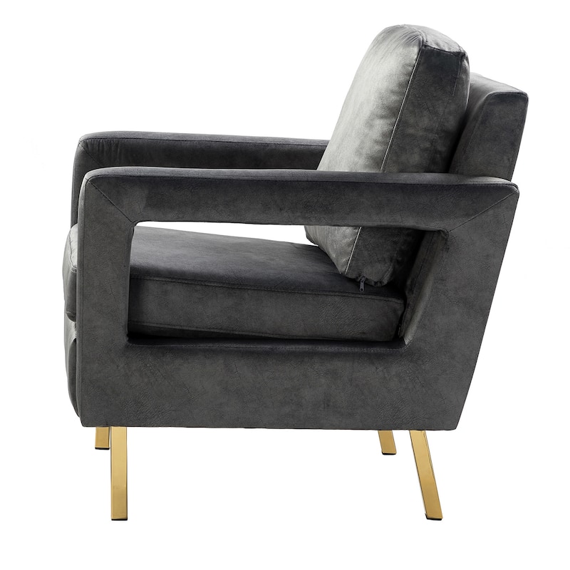 Valentina Comfy Accent Armchair with Golden Metal Legs and Removable Cushions by HULALA HOME