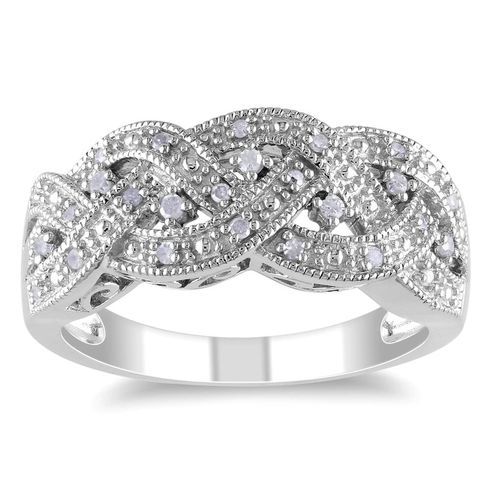 Miadora Braided 1/8ct TDW Diamond Ring in Sterling Silver