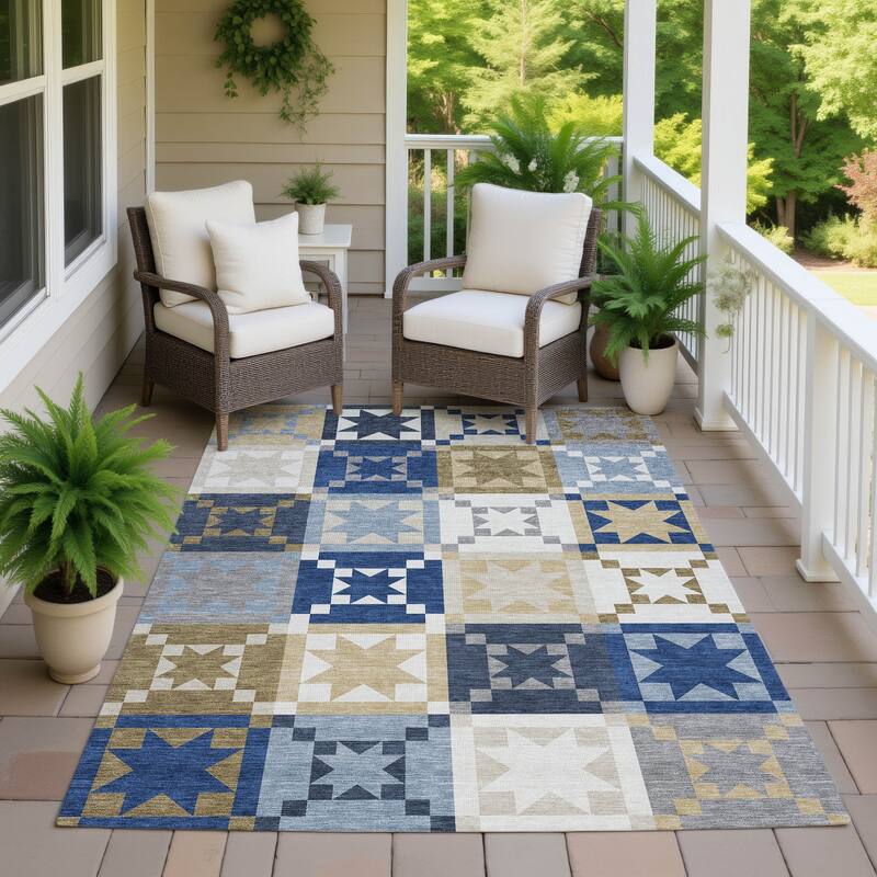 Machine Washable Indoor/ Outdoor Modern Newton Chantille Rug
