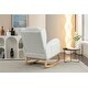 preview thumbnail 43 of 98, Teddy Fabric Upholstered Rocking Armchair with Solid Wood Frame & Legs, Cozy Ergonomic Lounge Chair with Soft Cushioning