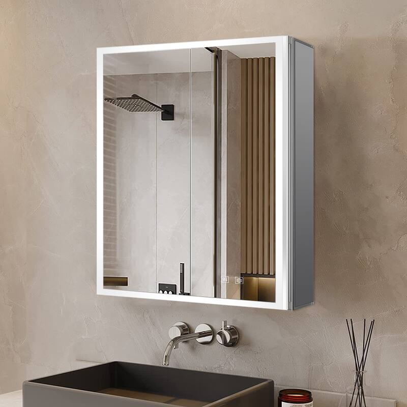 Mesa Surface-Mount LED Mirror Medicine Cabinet with Defogger - 24 in W x 30 in H