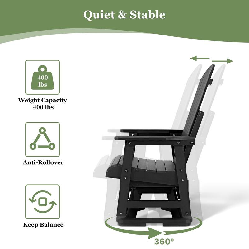 Fortune Candy HIPS Swivel Patio Glider, Poly Lumber Weather Resistant Outdoor Chair, for Patio, Porch, Yard