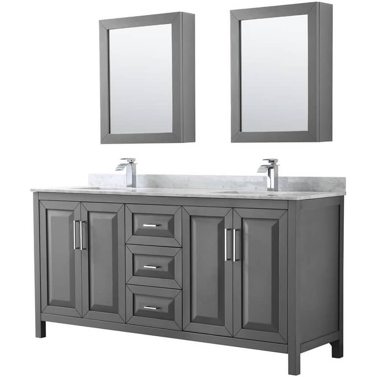 Wyndham Collection Daria 72" Free Standing Double Vanity Set with MDF