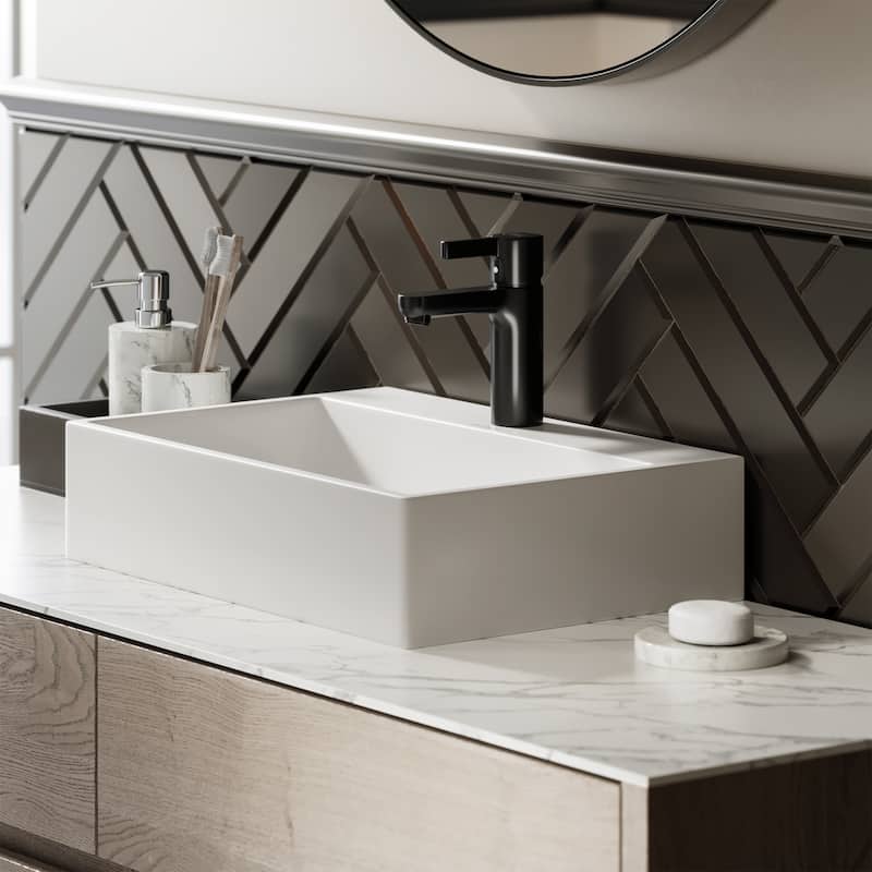 Swiss Madison SM-VS203 Claire 20" Rectangle Ceramic Vessel Sink - Glossy White
