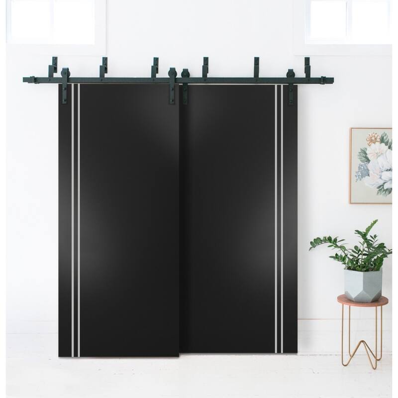 Slab Barn Door Panel 18 x 80 Planum 0310 Matte Black with Sturdy Finished