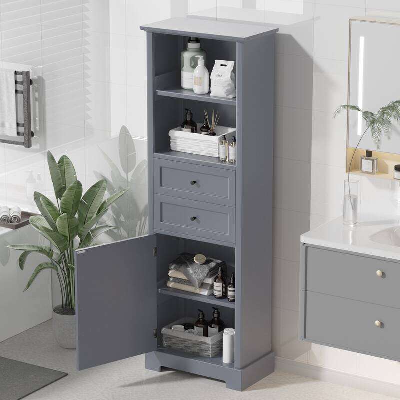 Bathroom Kitchen Storage with Drawers and Adjustable Shelf