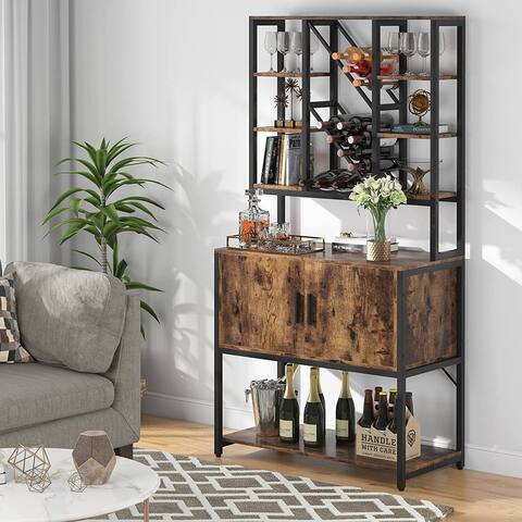 Kitchen Bakers Rack with Wine Storage - 35.43"(W)*15.74"(D)*70.86"(H)
