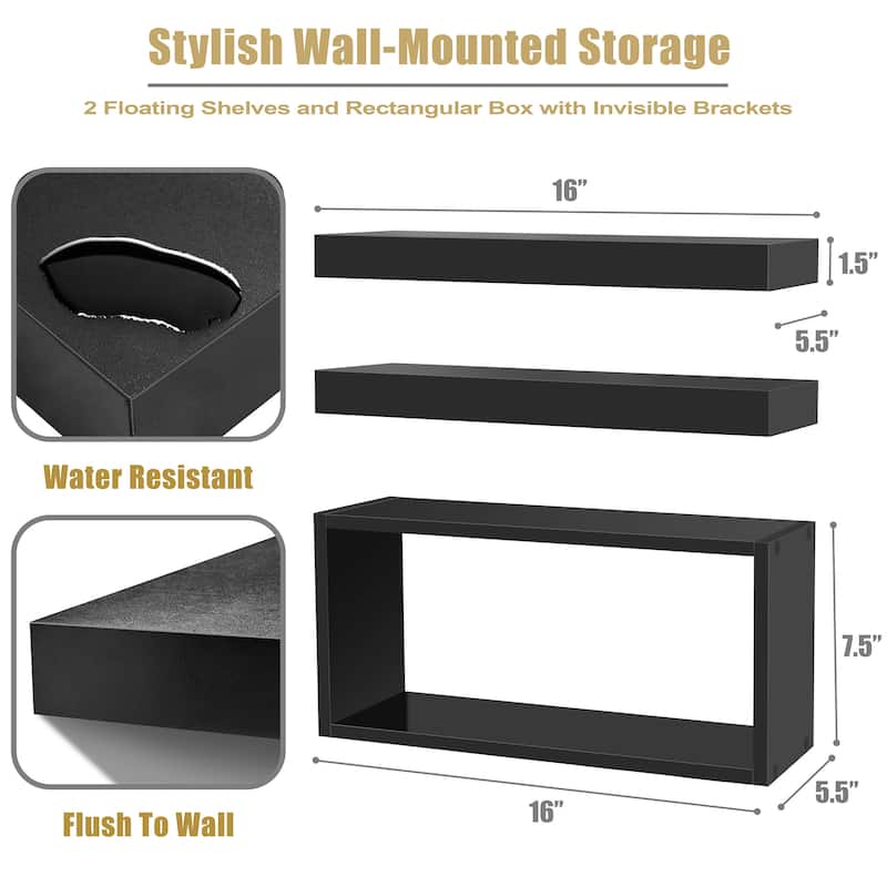 Sorbus Floating Shelves for Wall Set of 3 - 16"L X 5.5"W X 7.75H