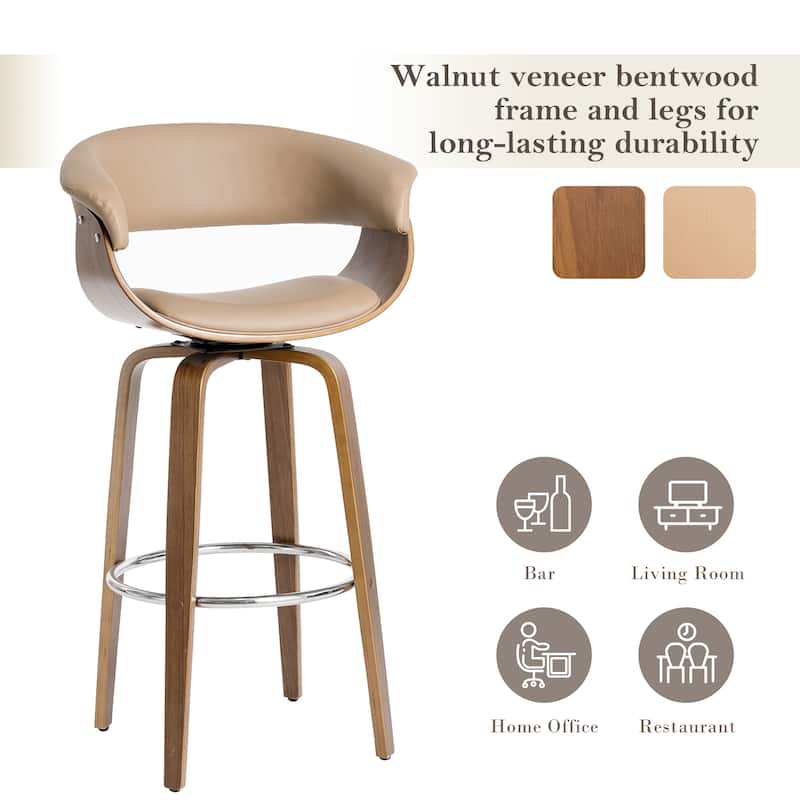Glitzhome Modern 3-Piece Wooden Swivel Bar Stools & Height Adjustable Pub Table Set
