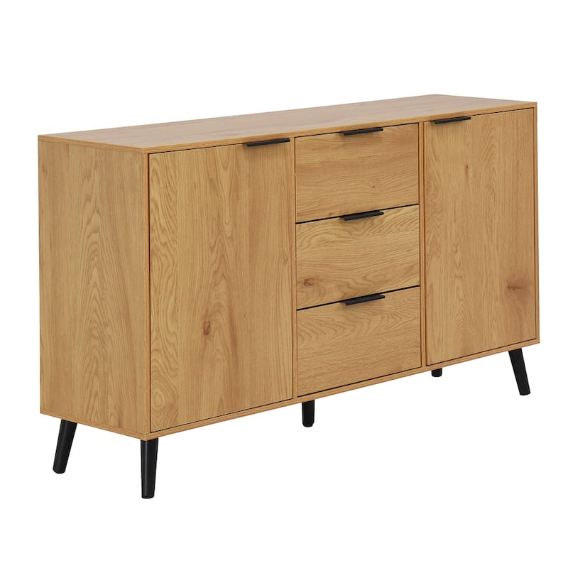 47.2" Wood Sideboard Buffet Cabinet with 3 Drawers & 2 Doors
