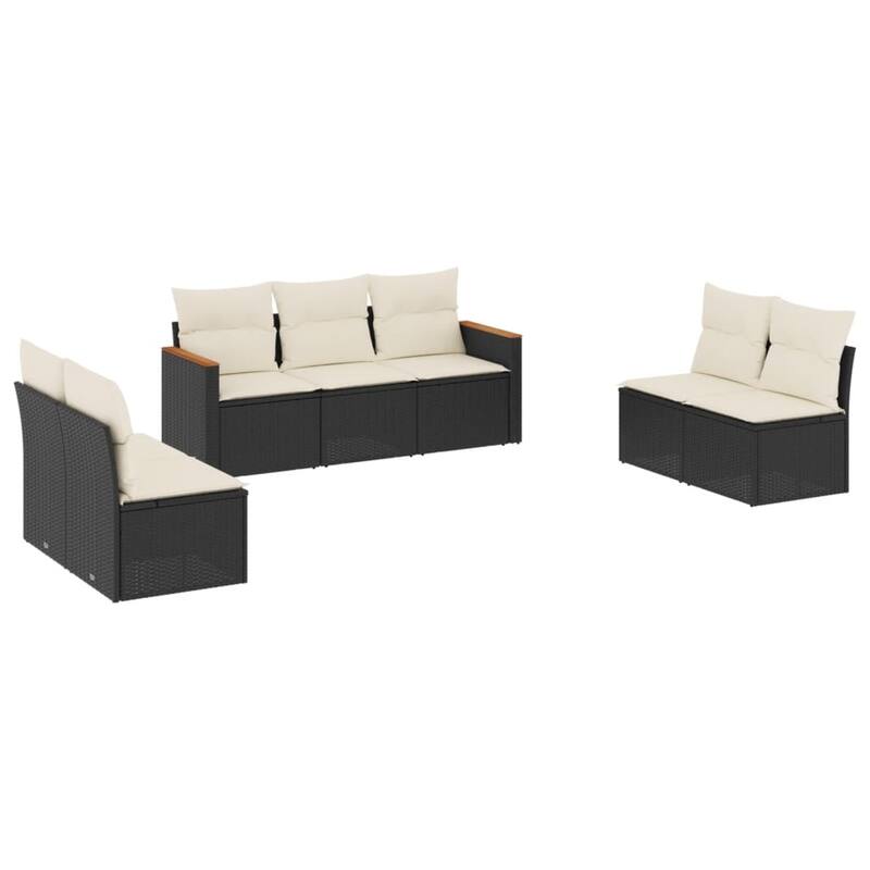 vidaXL Patio Sofa Set with Cushions Outdoor Conversation Furniture Poly Rattan