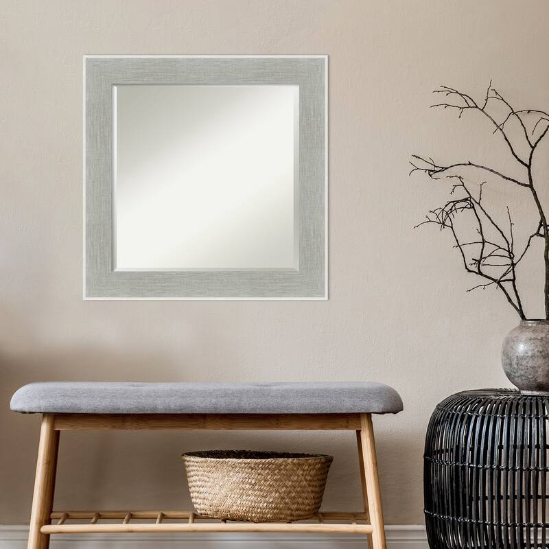 Beveled Wall Mirror - Glam Linen Grey Frame - Glam Linen Grey