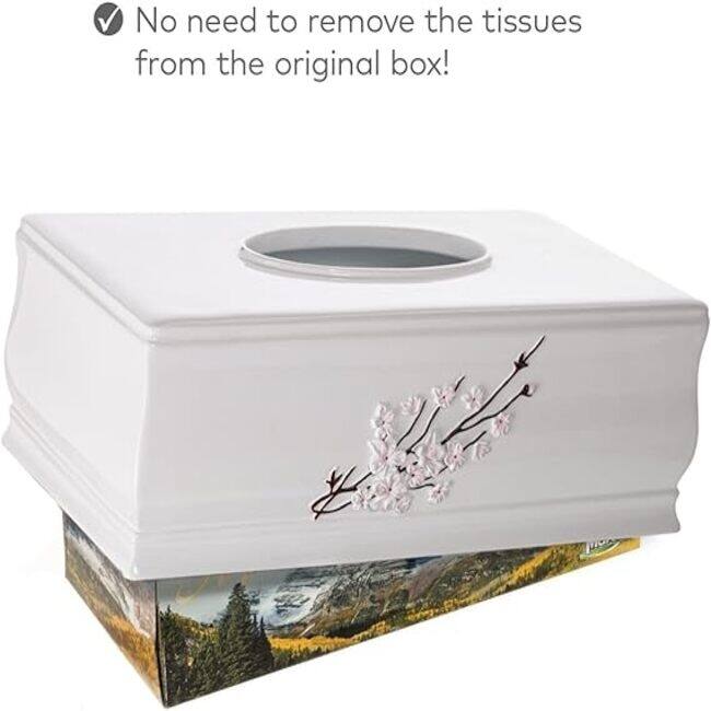Creative Scents Vanda White Rectangular Tissue Box Cover
