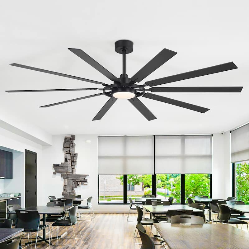 72"/80" Large Windmill Ceiling Fan with Light and Remote(10 Reversible Blades)