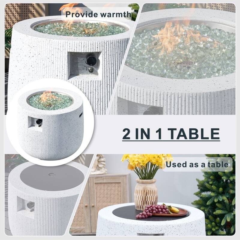 30.87" Modern Outdoor Magnesium Oxide Fire Pit Table