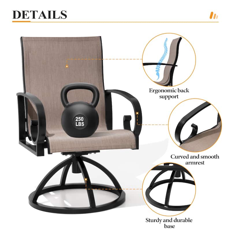 7/9-Piece Aluminum Patio Dining Set Sunbrella Swivel Chair and Dining Table with Umbrella Hole