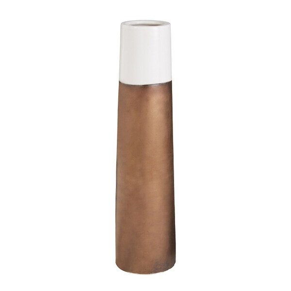 32” Bronze and White Dip Tubular Vase - N/A