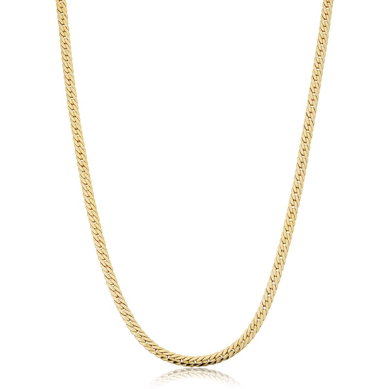 14k Yellow Gold Filled 3.9mm Curb Chain Necklace for Men and Women