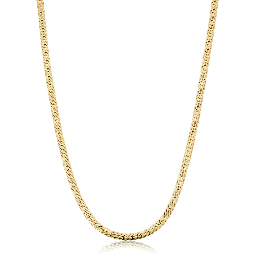 14k Yellow Gold Filled 3.9mm Curb Chain Necklace for Men and Women