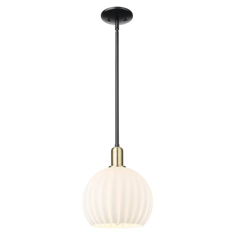 Innovations Lighting Endless Possibilities Arcadia - White Venetian - 1 Light 10" Stem Hung Mini Pendant - Black Antique Brass