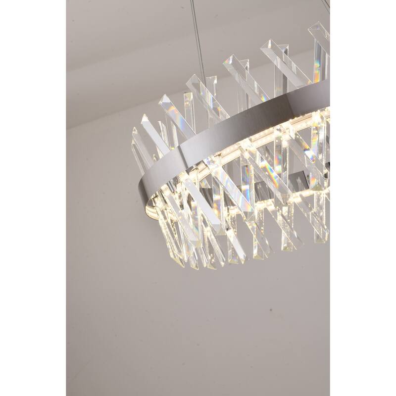 Chrome Chandelier Dimmable 59" Adjustable Hanging Light Baroque Crystal Fixture 26" Diameter - 10