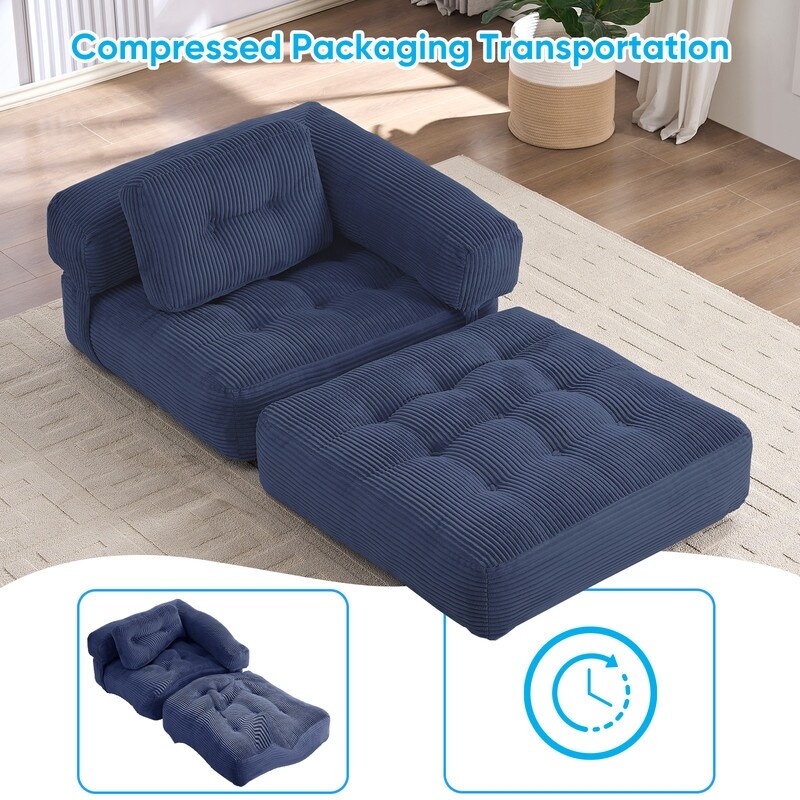 Mixoy Folding Sofa Bed, L-Shaped Convertible Sofa Bed with Armrest