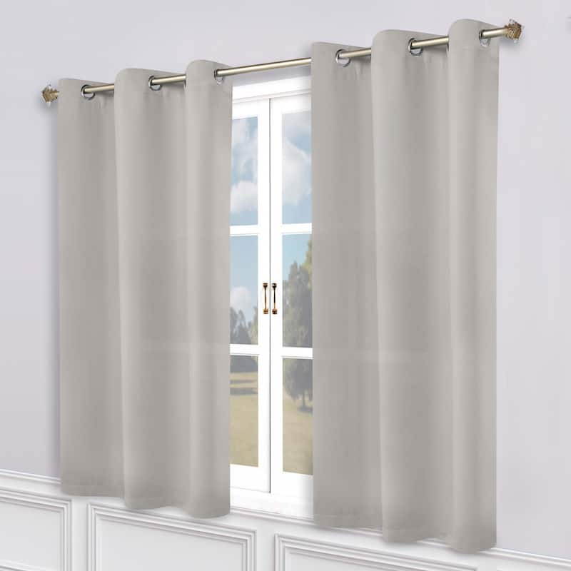 Superior Modern Solid Washable Room Darkening Blackout Curtains, Set of 2 Panels - 2PC- 52" x 63" - Chrome