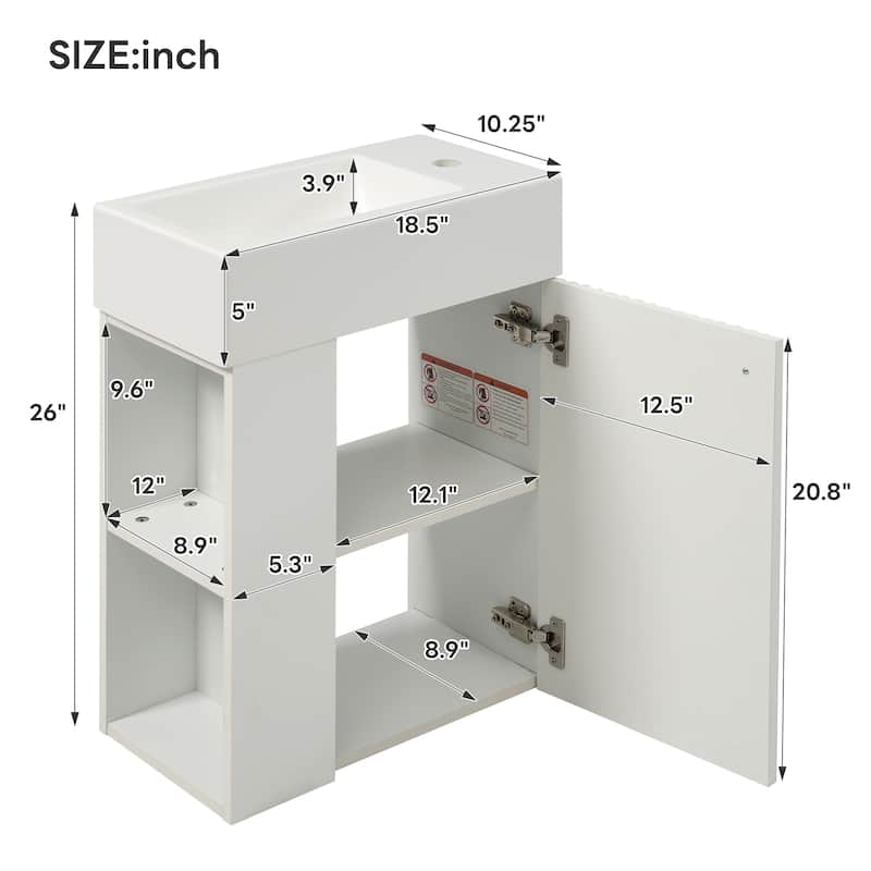 GDFStudio - Aria Wood & Ceramic Bathroom Vanity Combo Cabinet with Single Sink