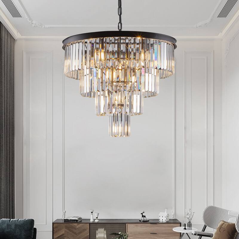 24" Contemporary Crystal Modern Chandeliers, Crystal Ceiling Chandelier Chandelier Lighting, for Dining Room Living Room Bedroom