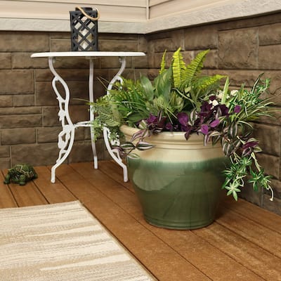 Sunnydaze Studio High-Fired Glazed Ceramic Planter - 18-Inch - Seafoam