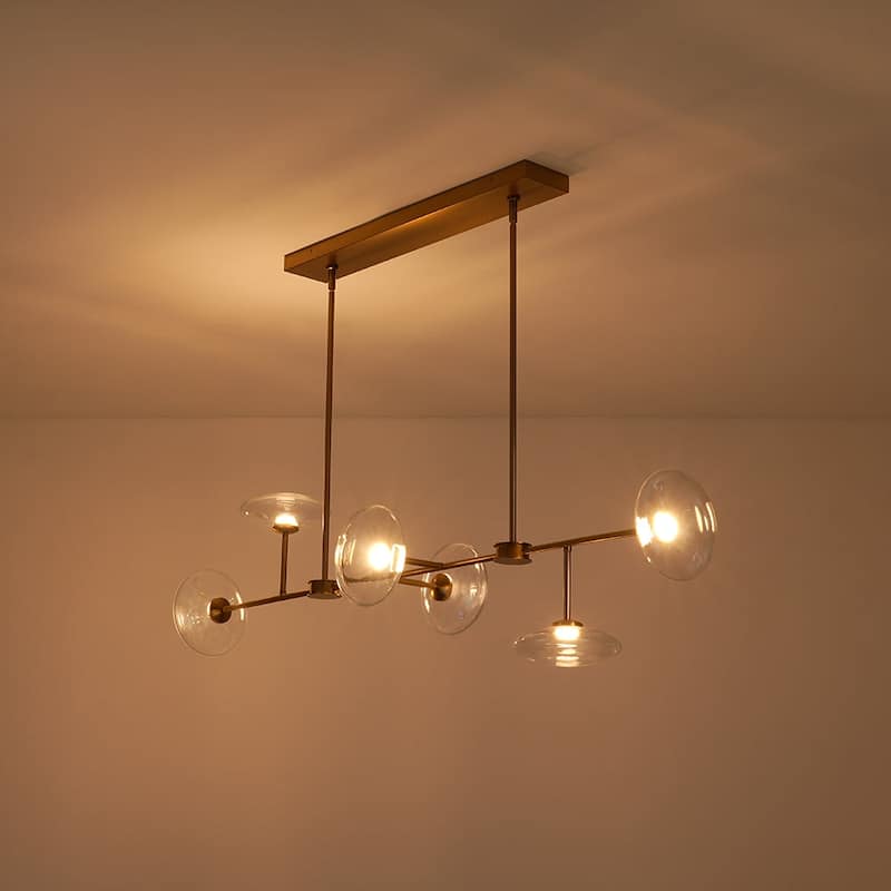Minimalist 6-Light Dimmable LED Glass Island Pendant Chandelier