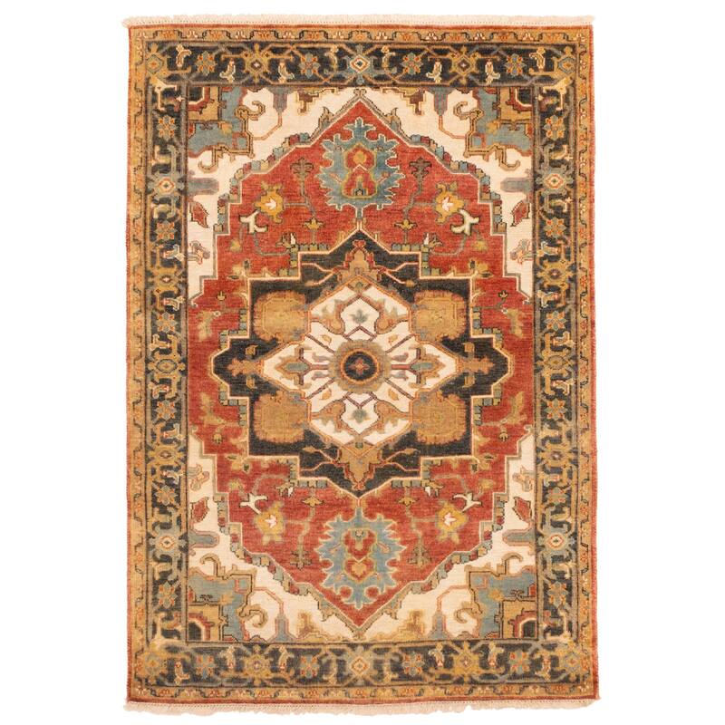 ECARPETGALLERY Hand-knotted Jules Sultane Red Wool Rug - 4'1 x 6'0
