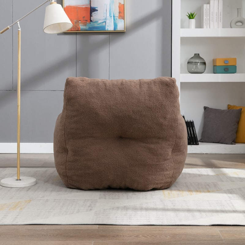 Soft Tufted Foam Bean Bag Chair With Teddy Fabric