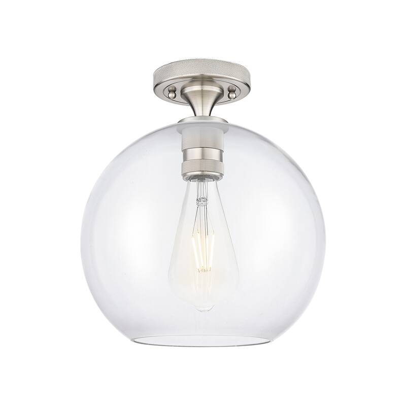 Innovations Lighting Downtown Urban - Crown Point - 1 Light 10" Athens Flush Mount - Clear/Satin Nickel