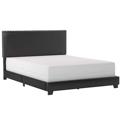 Gayle Nailhead Trim Faux Leather Upholstered Bed, by Hillsdale