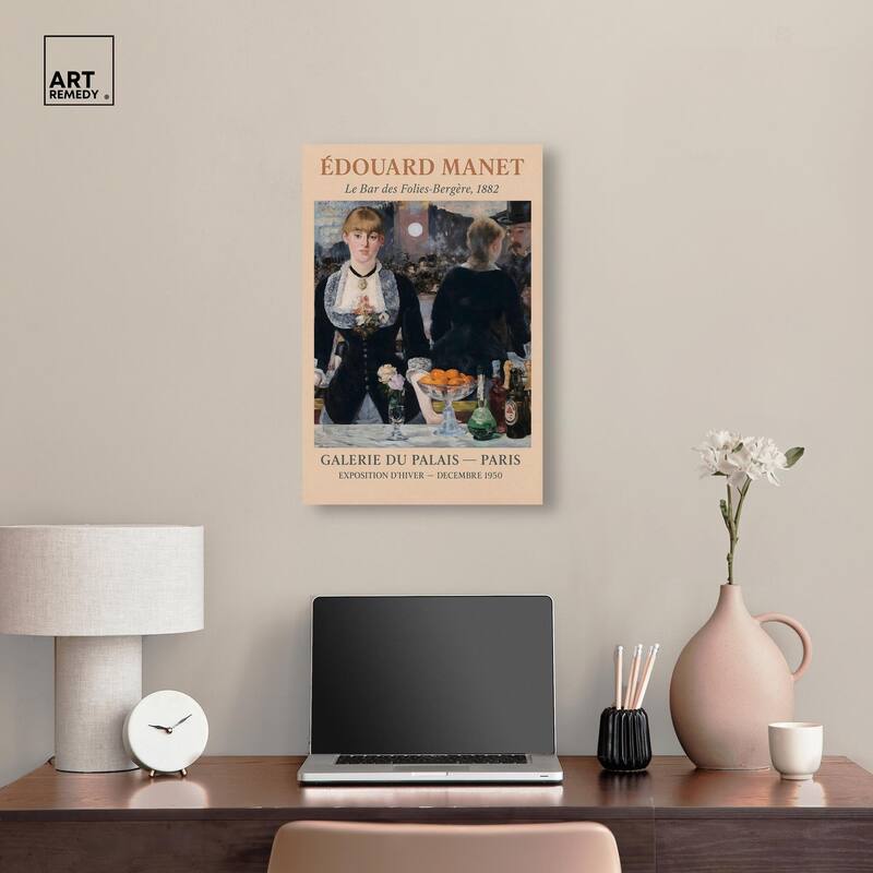 Manet's Famous Bar Canvas by Art Remedy, Gallery Wrapped