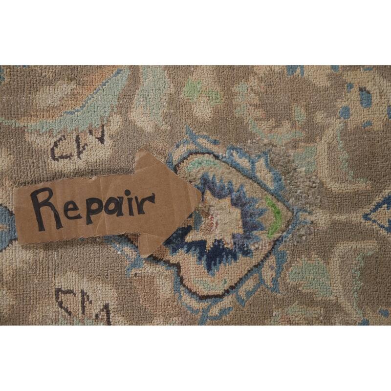 Hand Knotted Oriental 100% Wool Carpet Traditional Floral Brown Kashmar Area Rug - 10' 9'' X 7' 11''