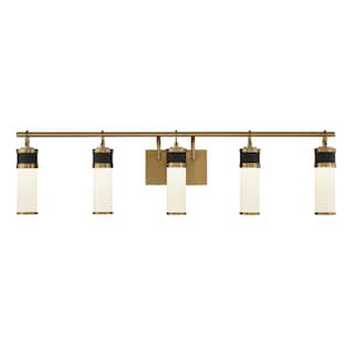 Abel 5-Light LED Bathroom Vanity Light in Matte Black with Warm Brass Accents