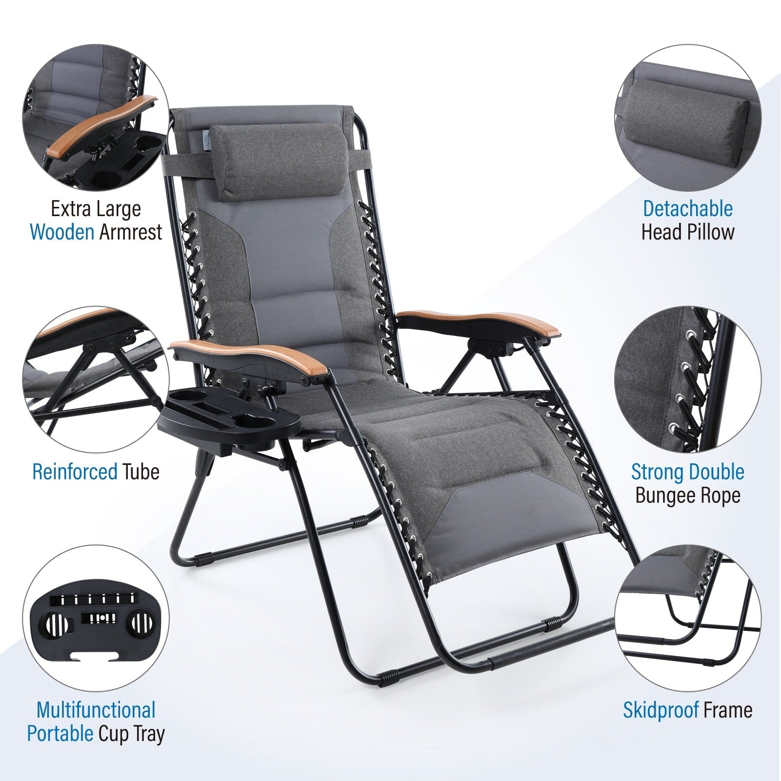 Zero Gravity Chair Cup Holder Black Upgraded Large 4 Slots Beach Chair Cup Tray with Zero Gravity Multifunctional Recliner Cup Holder 