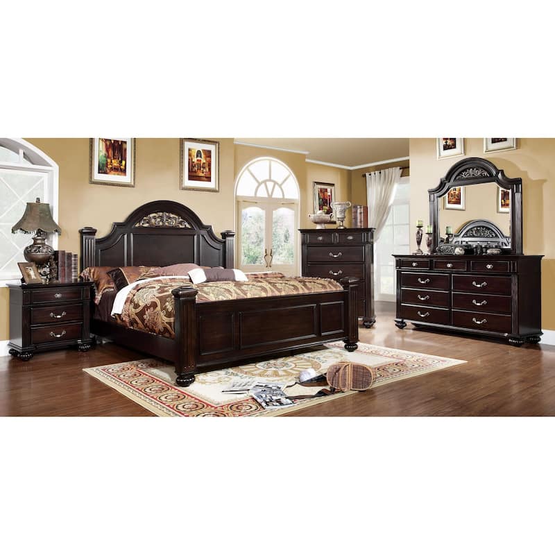 Furniture of America Vame Traditional Solid Wood Four Poster Bed