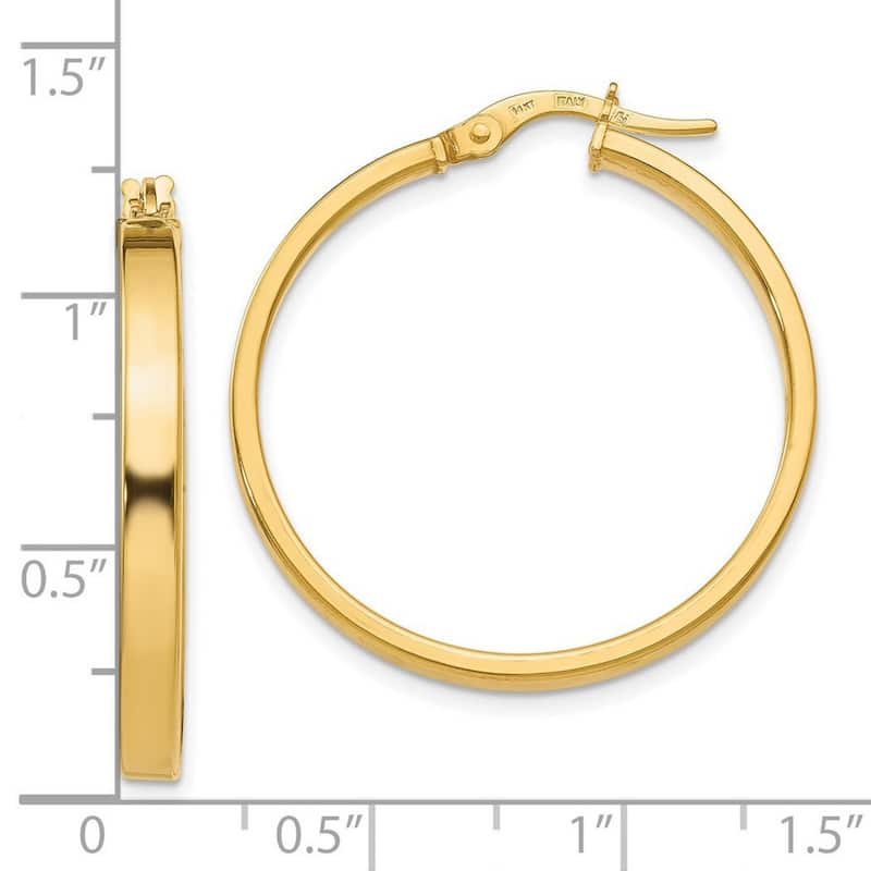 Curata 14k Yellow Gold Polished 30x3mm Domed Classic Earrings