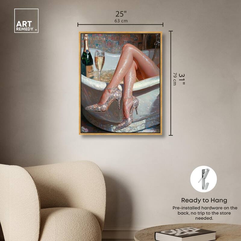 Champagne Bath Party Canvas by Art Remedy