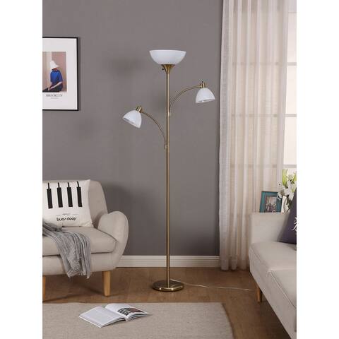 Brightech Sky Dome Double LED Floor Lamp - Brass