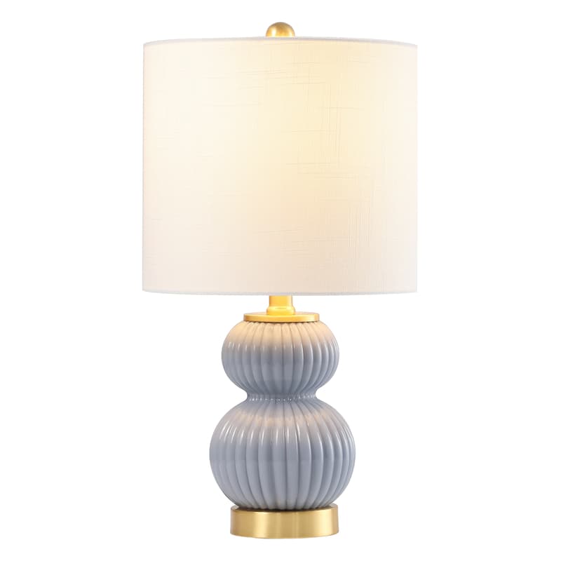 Lorena 20" Ribbed Metal/Glass LED Table Lamp, by JONATHAN Y