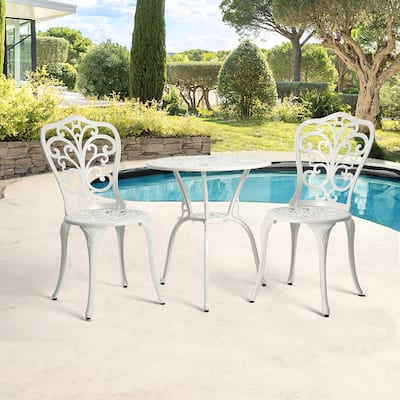 Best Choice Products 3-Piece Outdoor Rust-Resistant Cast Aluminum Patio Bistro Set white