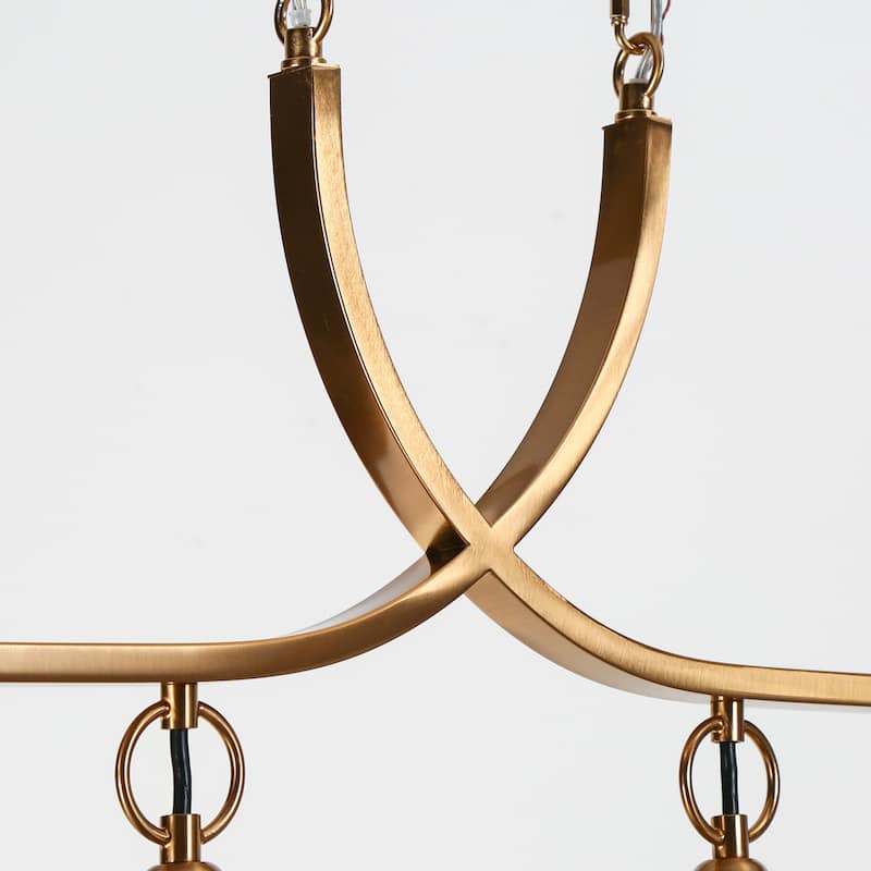 Modern Glam 6-Light Gold Chandeliers Large Linear Island Lights for Dining Room - W 55.1" * H 21.1"