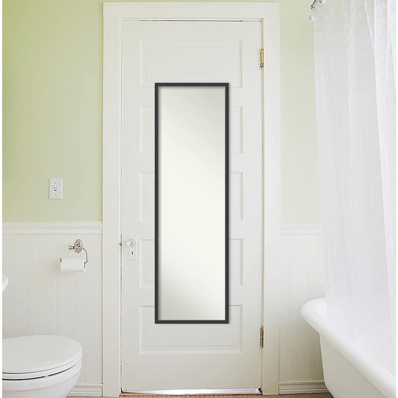 Stylish Black Narrow Non-Beveled Wood Framed Full-Length On the Door Mirror - Stylish Black Narrow - Glass Size 14x48