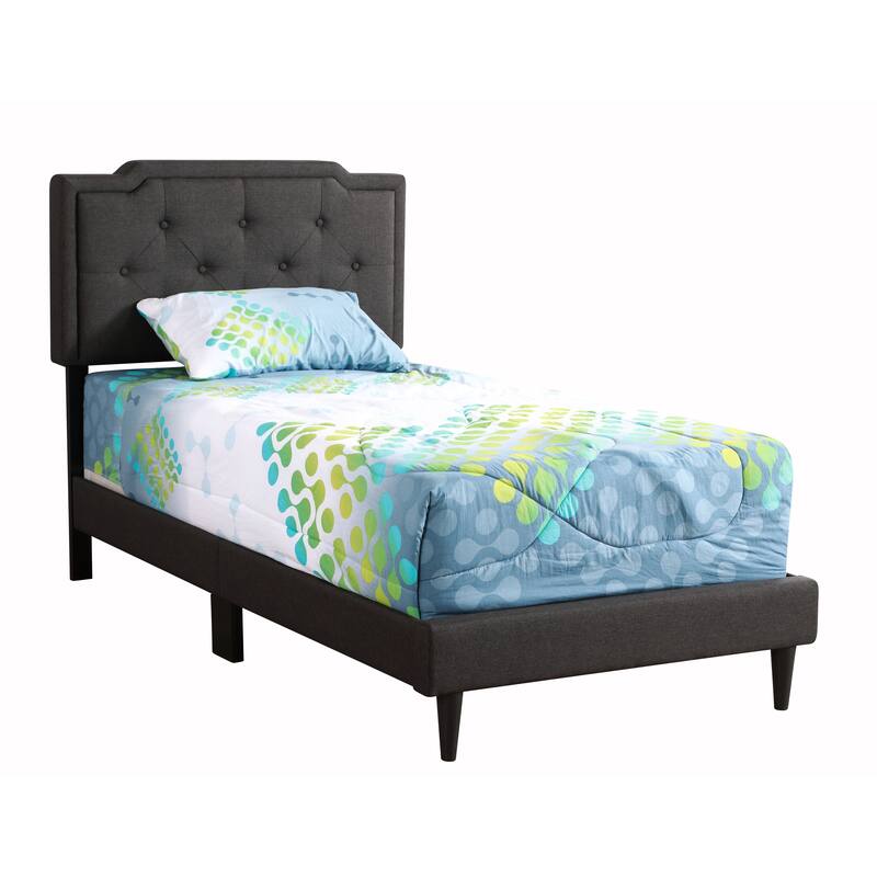 Modern Black Tufted Twin Bed Frame with Adjustable Headboard - Space-Saving Design for Compact Rooms - Black