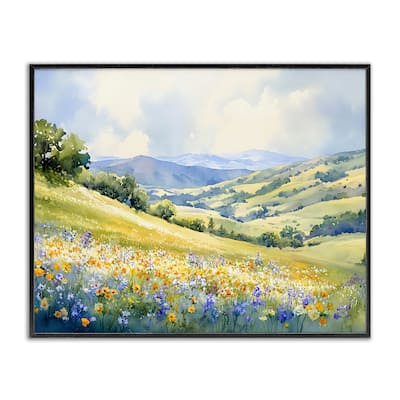 Stupell Spring Meadow with Distant Mountain Framed Giclee Art Design By Franklyn Gregory